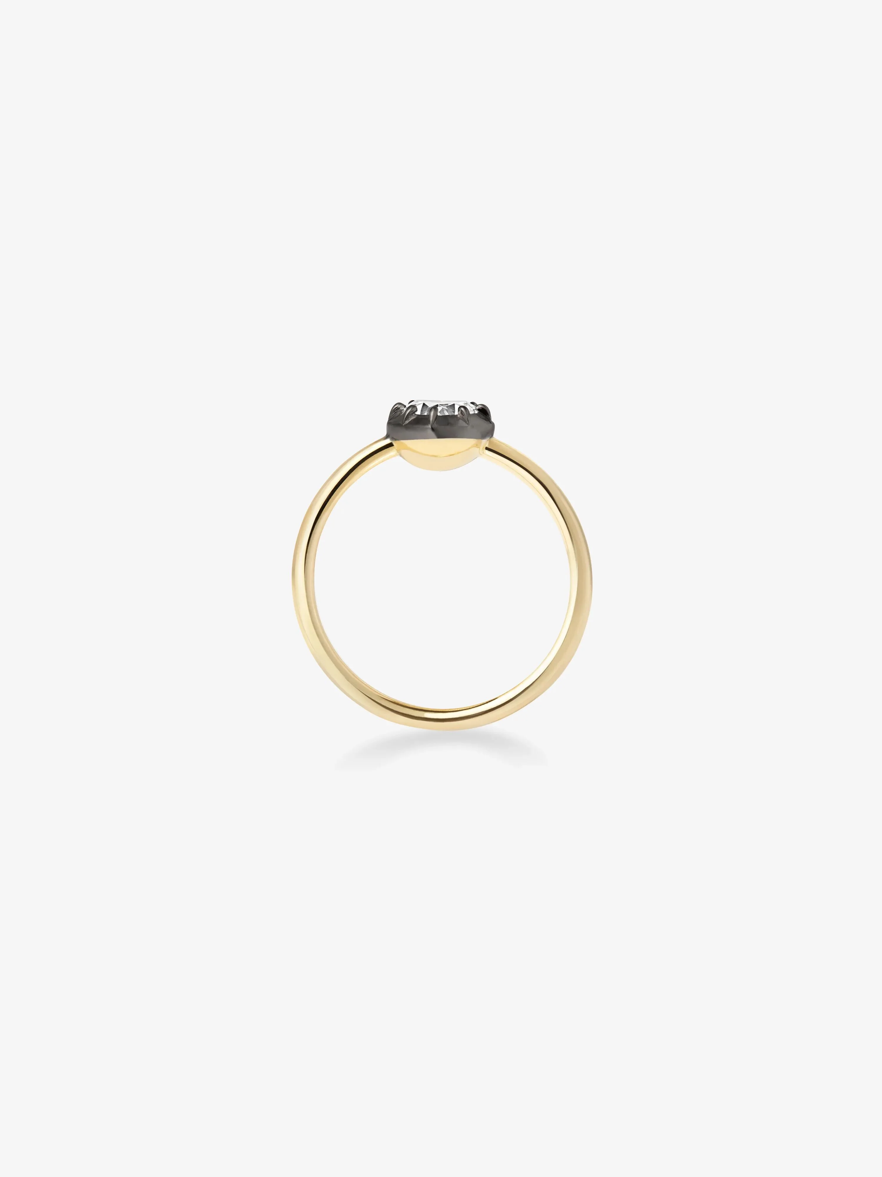 0.50ct Heart-Shaped Diamond & Blackened Gold Button Back Ring - Image 4
