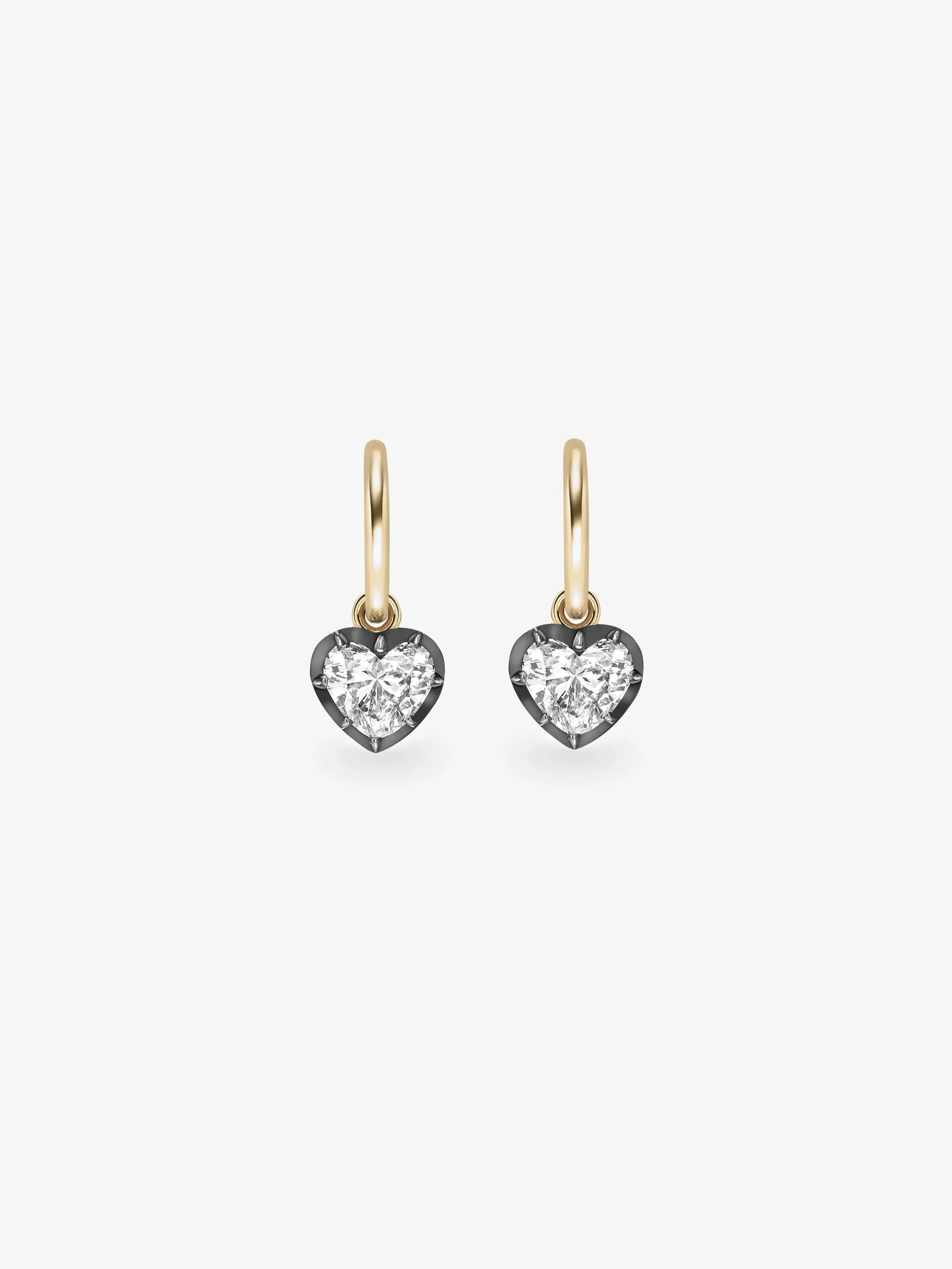 0.70ct Heart-Shaped Diamond & Blackened Gold Gypset Hoop Earrings