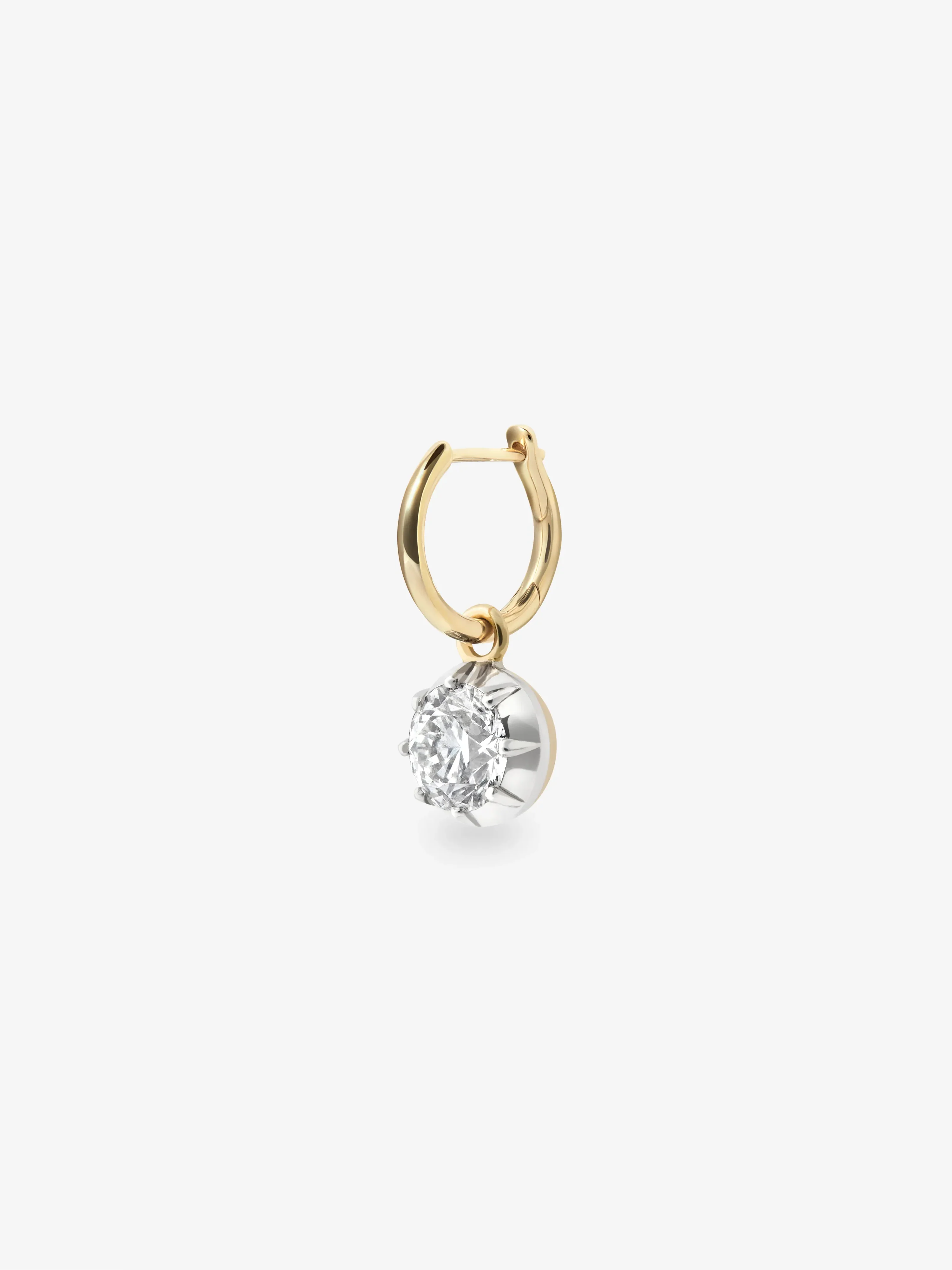 0.90ct Diamond & White Gold Single Gypset Hoop Earring - Image 2