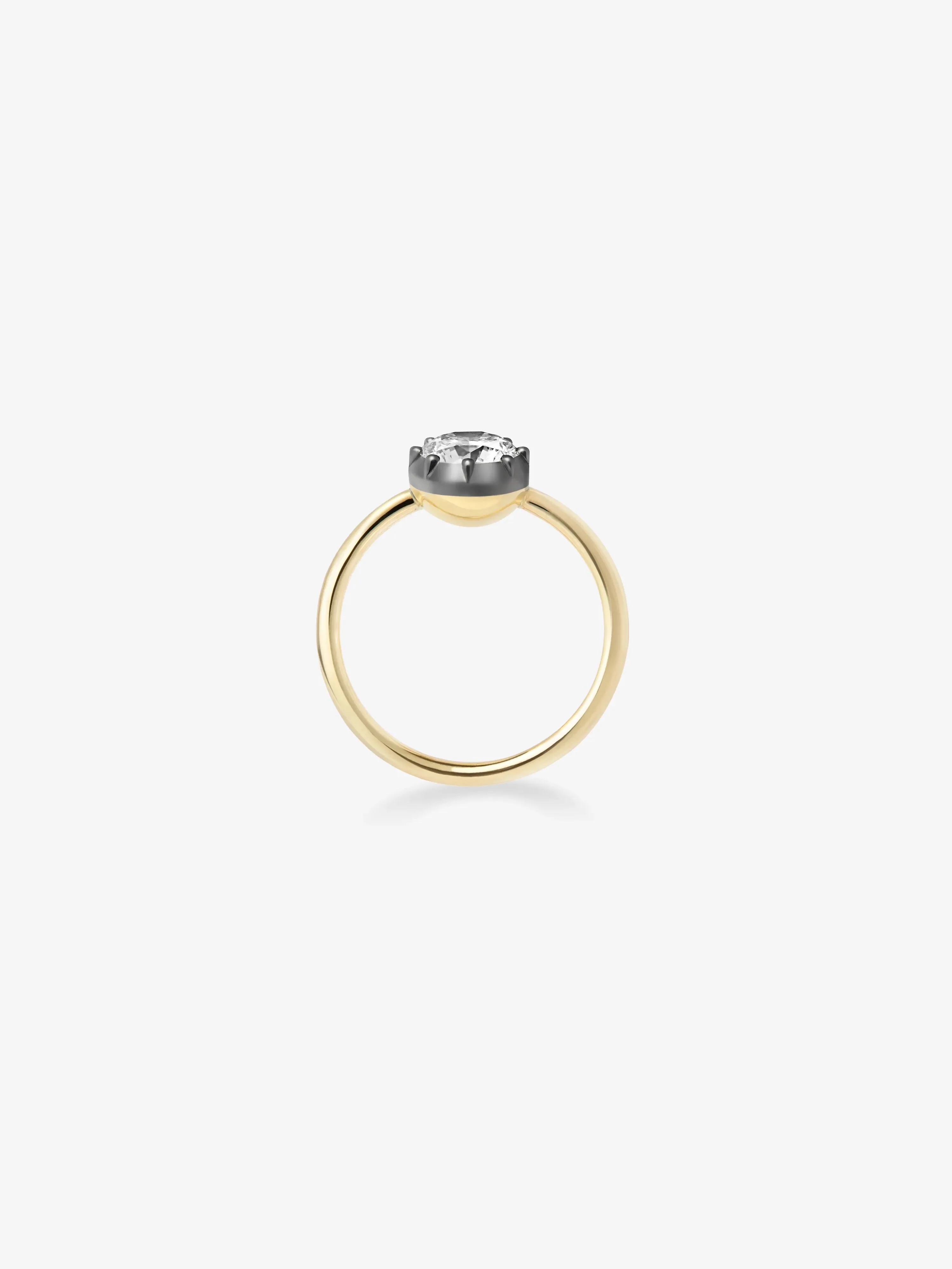 1ct Diamond & Blackened Gold Button Back Ring - Image 4