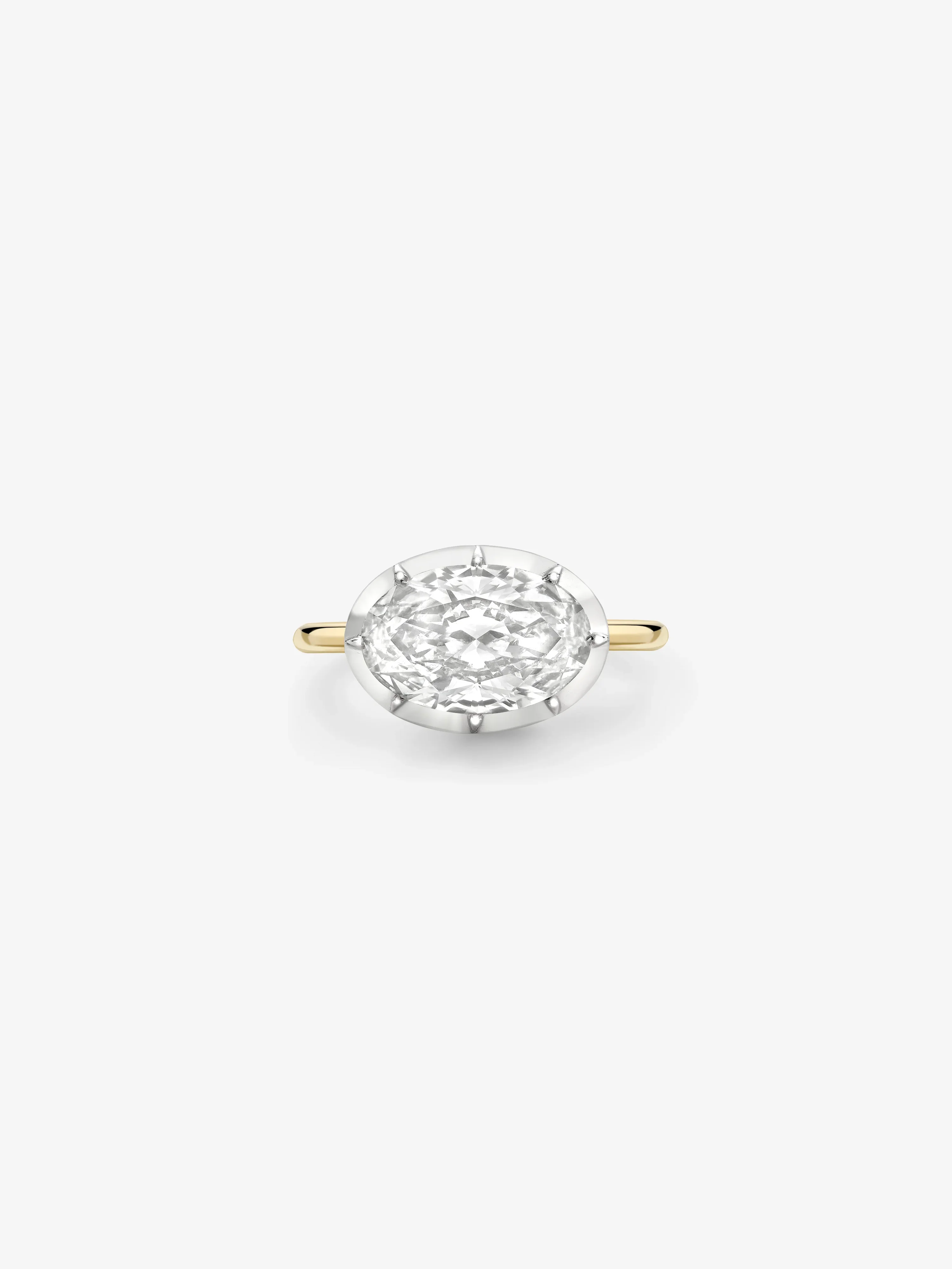 3.10ct East-West Oval Diamond & White Gold Button Back Ring