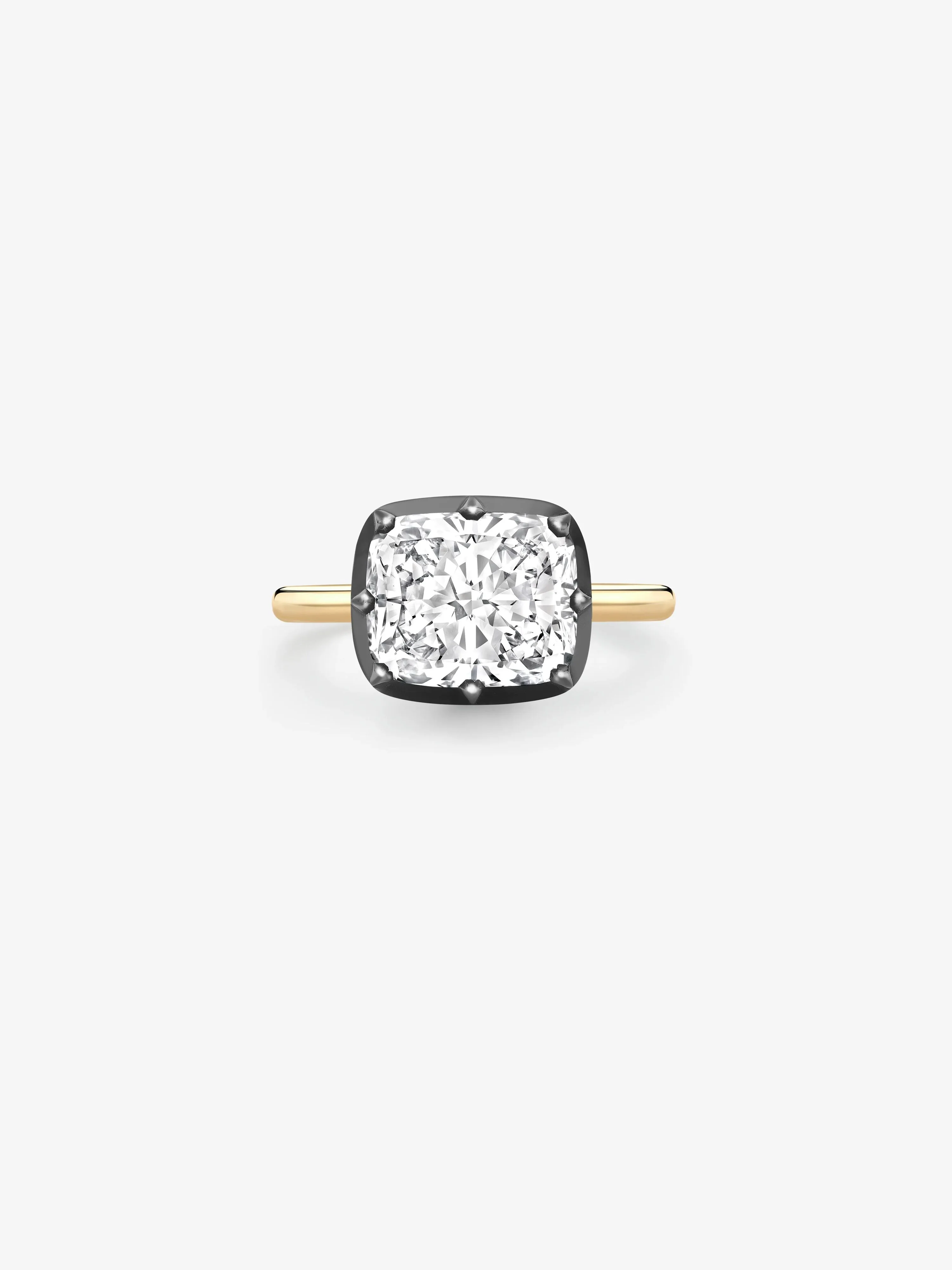 4.58ct East-West Cushion Diamond Button Back Ring