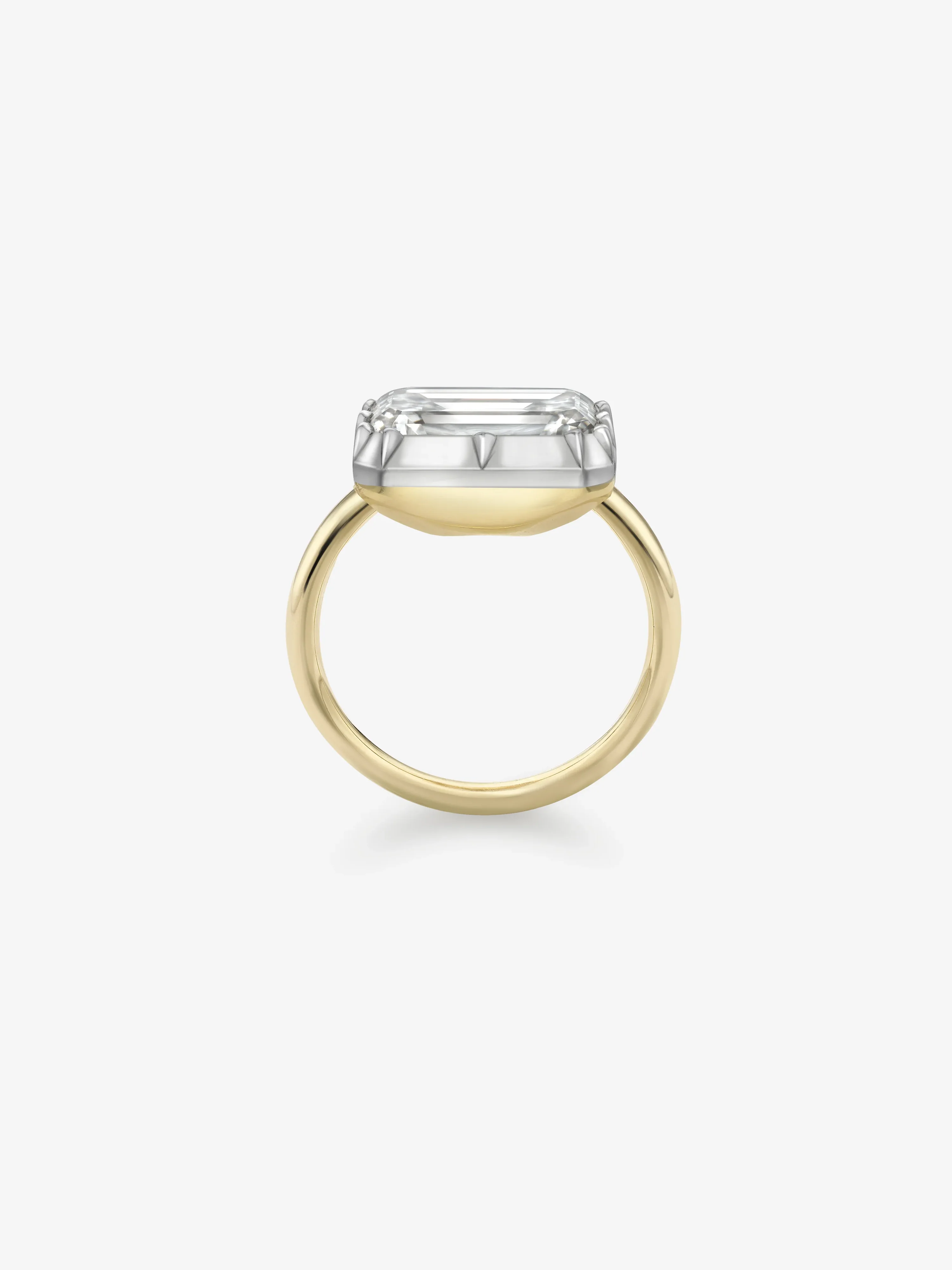 5.50ct East-West Emerald Cut Diamond Button Back Ring - Image 3