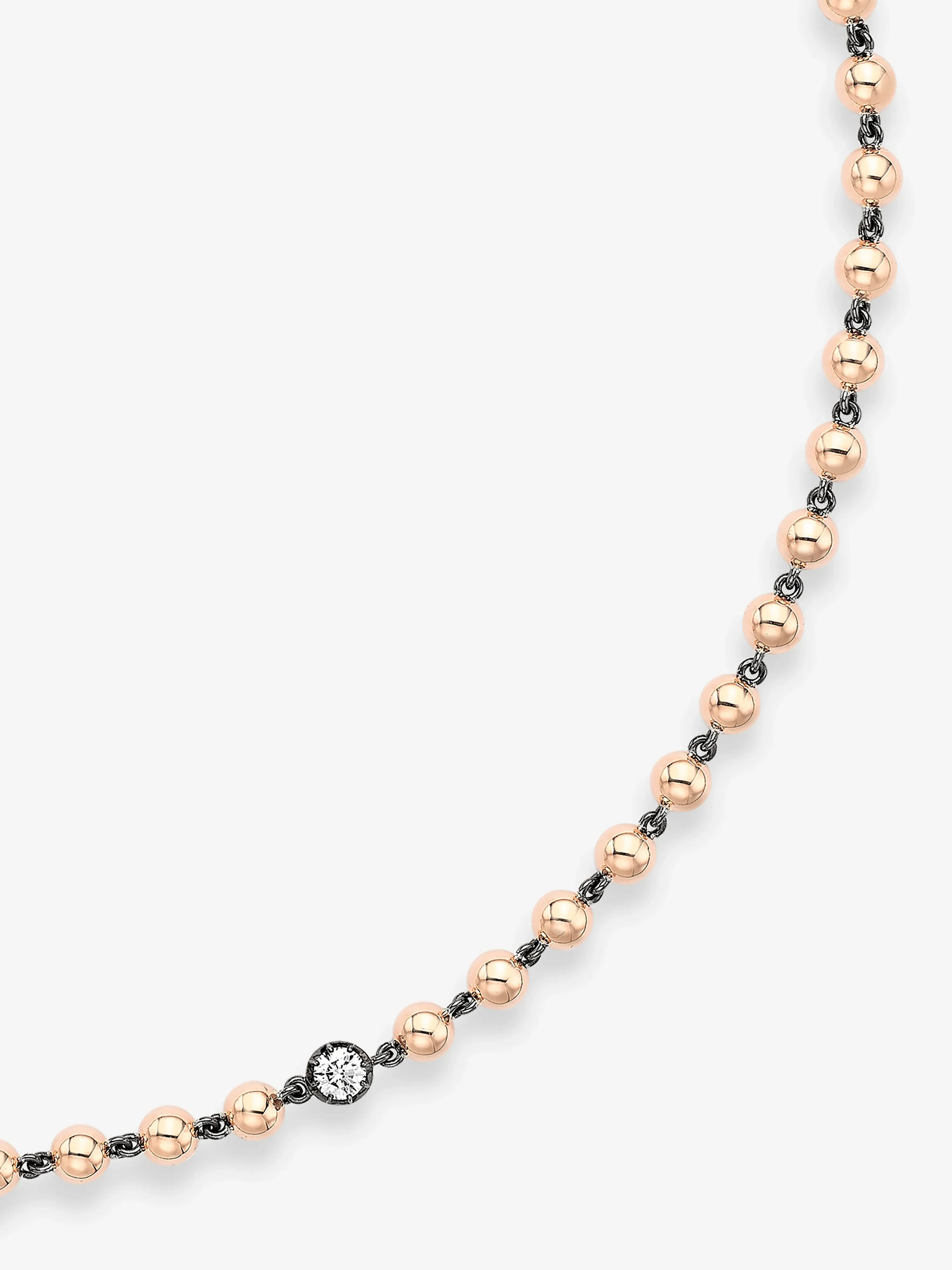 Ball n Chain Rose Gold Diamond 18" Necklace - Image 2