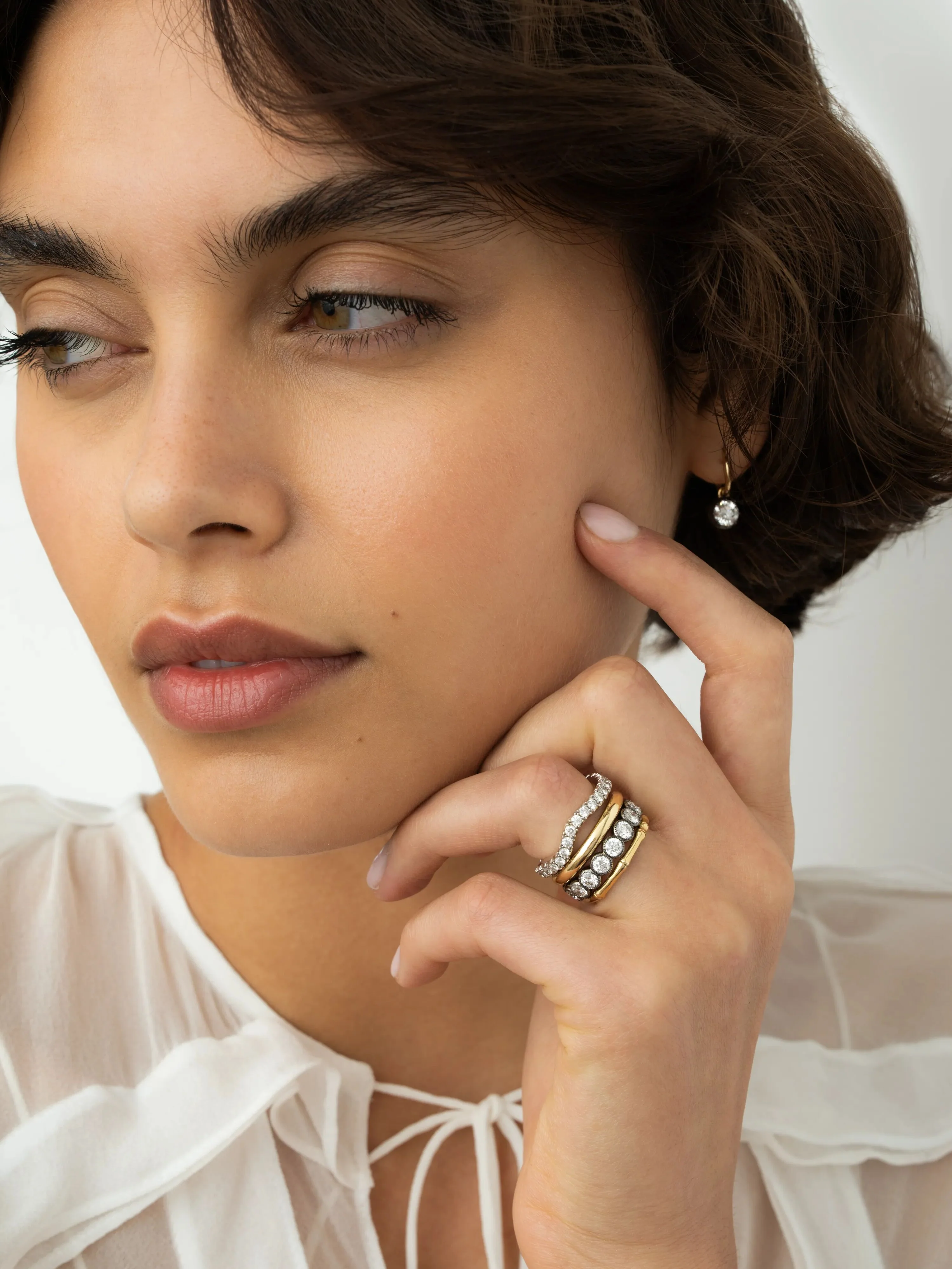 Carmela Diamond & White Gold Spaghetti Hoop Band - Image 3