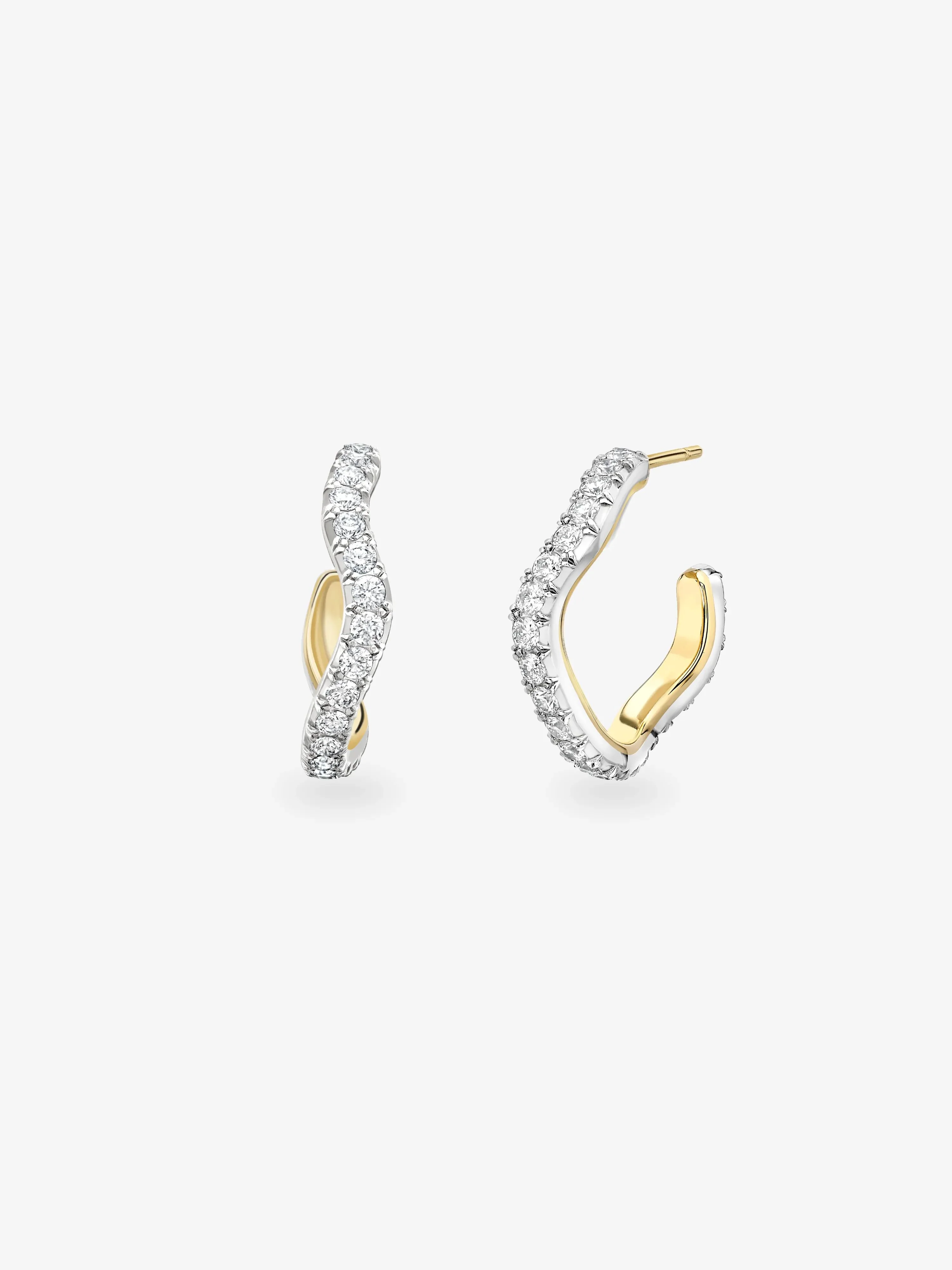 Carmela Diamond & White Gold Spaghetti Hoop Earrings - Image 2