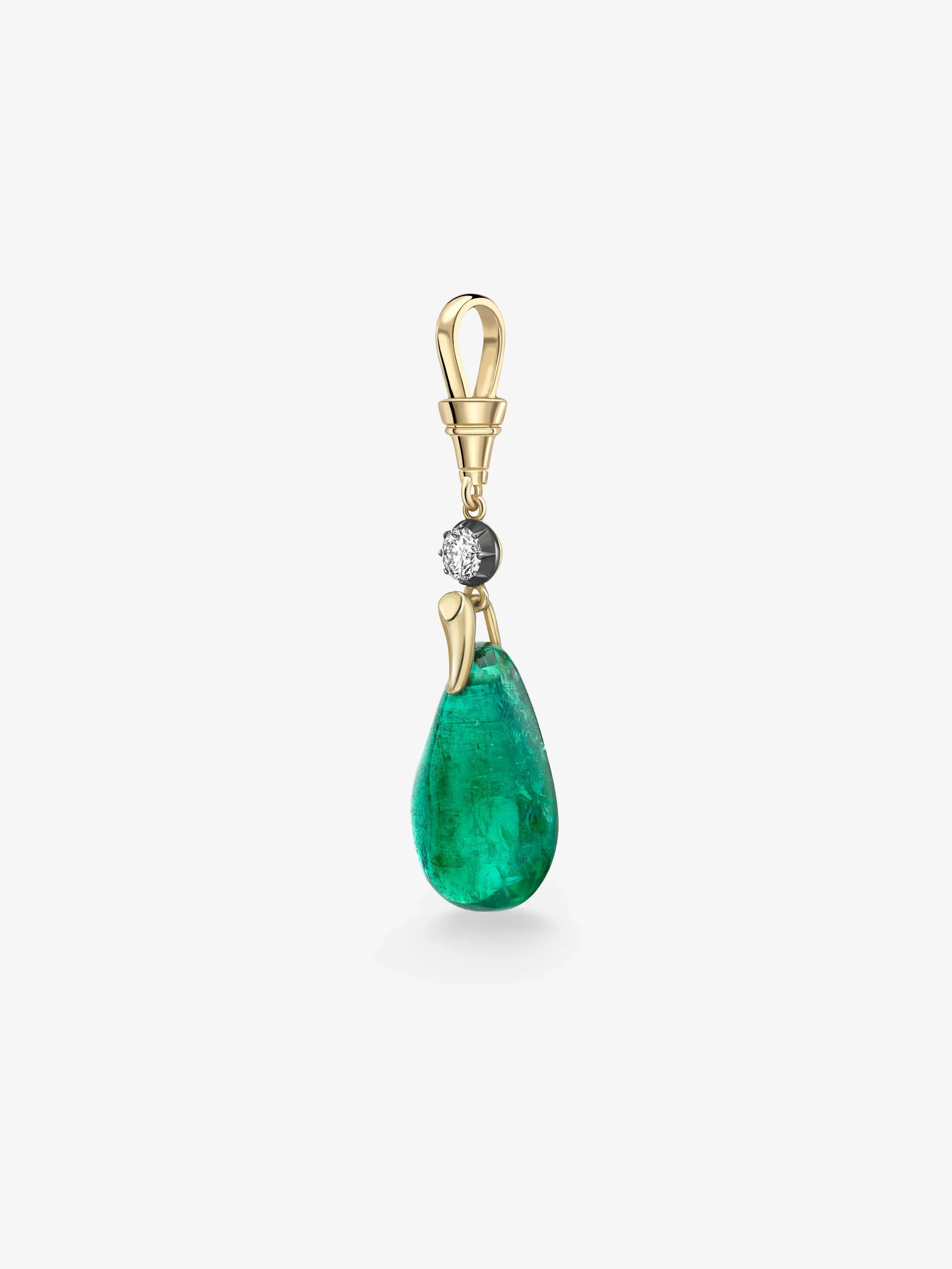 Fruit Salad Polished Emerald Pear & Diamond Pendant - Image 5