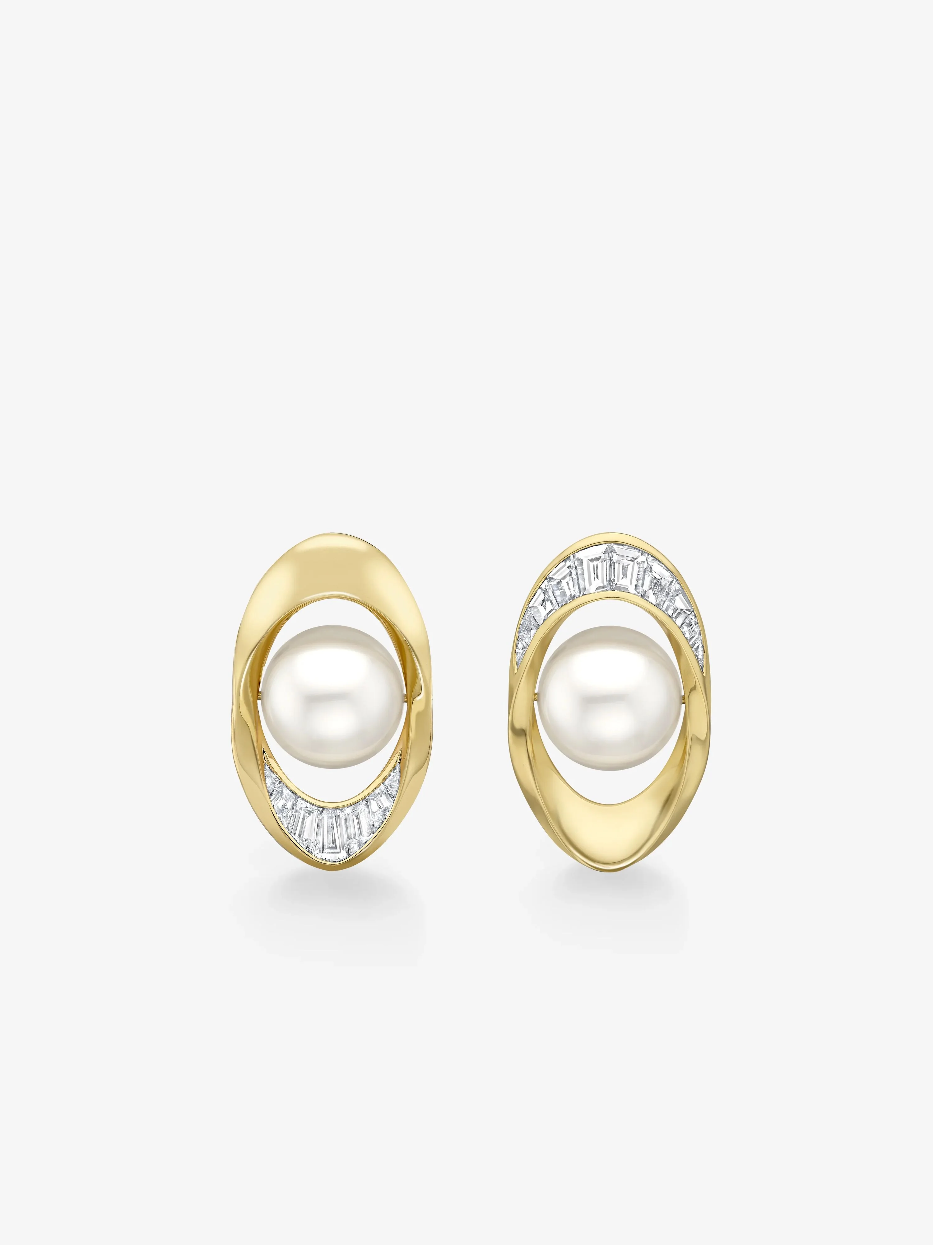 Orbit Pearl & Carré Cut Diamond Earrings