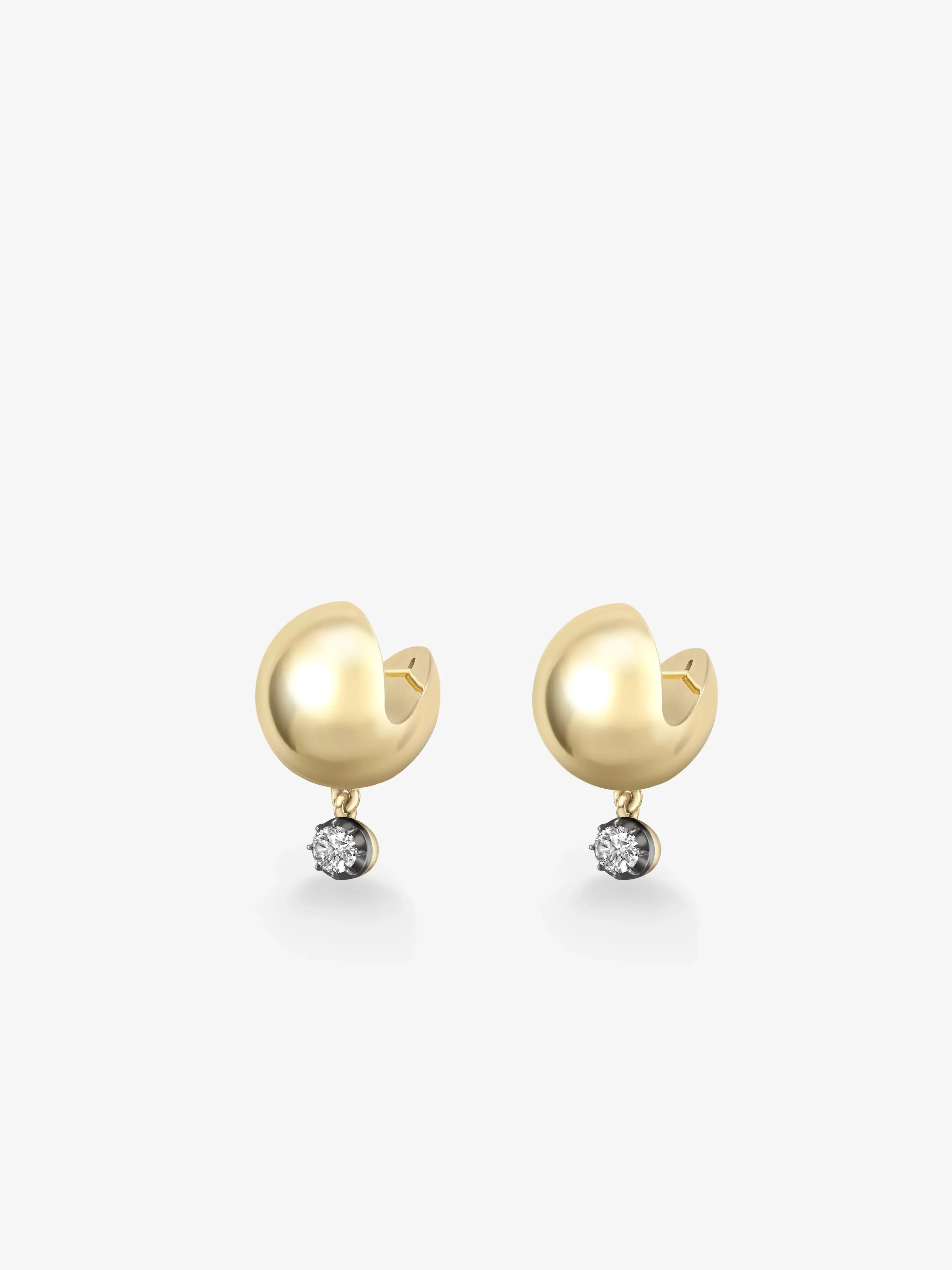 Orbit Yellow Gold & 0.70ct Oval Cut Diamond Stud Sphere Earrings - Image 2
