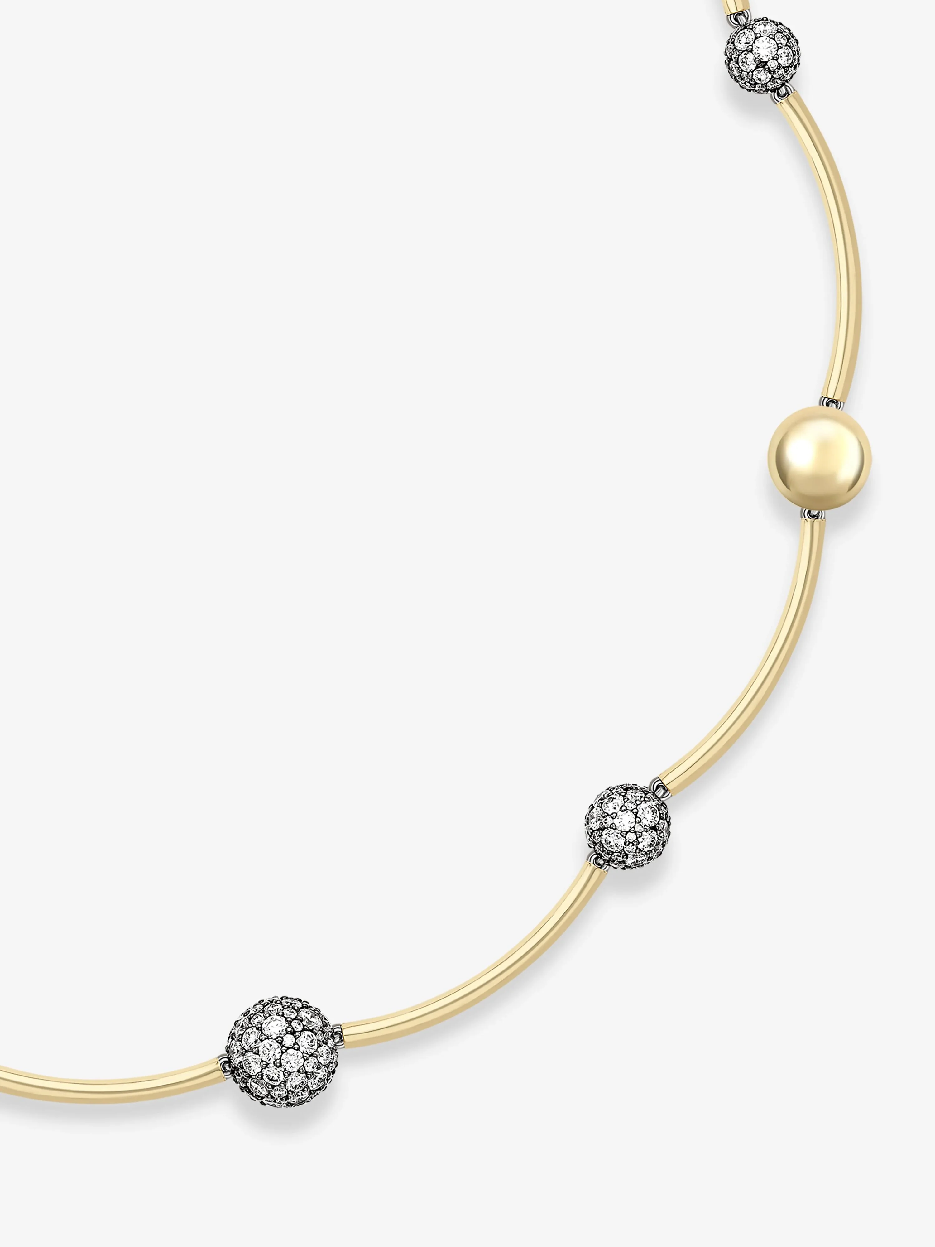 Orbit Yellow Gold & Diamond Pavé Sphere Necklace - Image 4