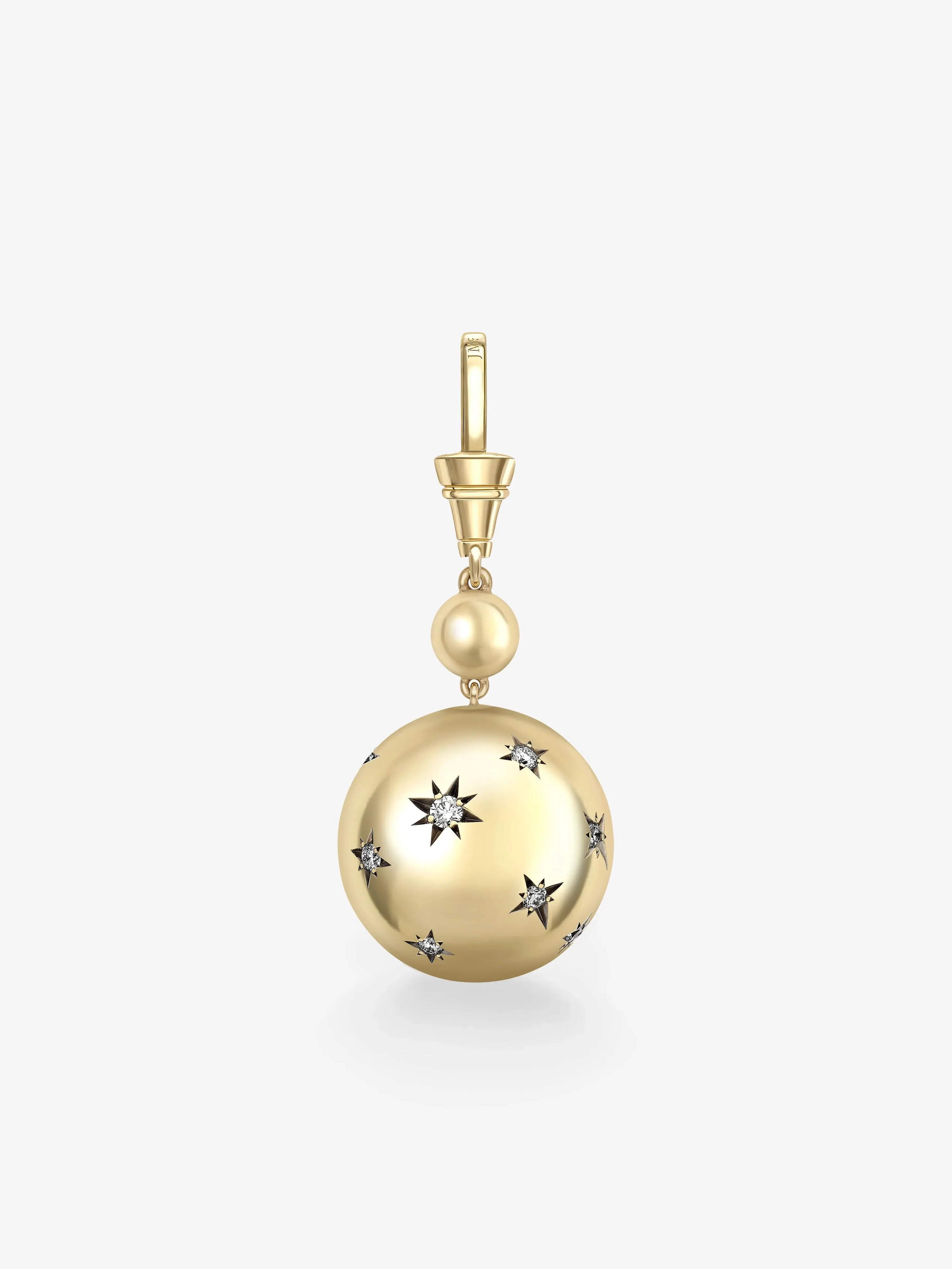 Orbit Yellow Gold & Diamond Star-Set Sphere Pendant - Image 4