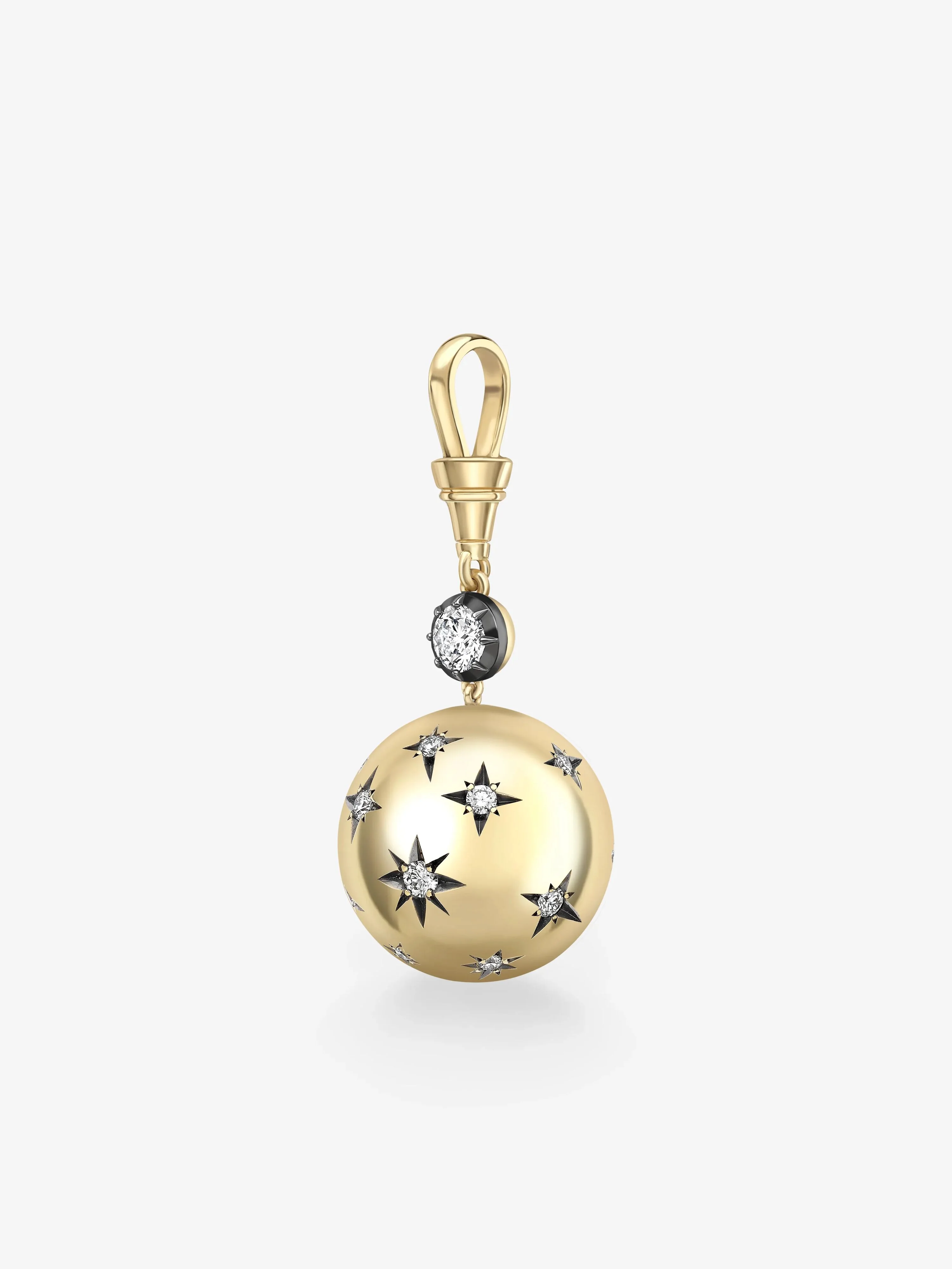 Orbit Yellow Gold & Diamond Star-Set Sphere Pendant - Image 6