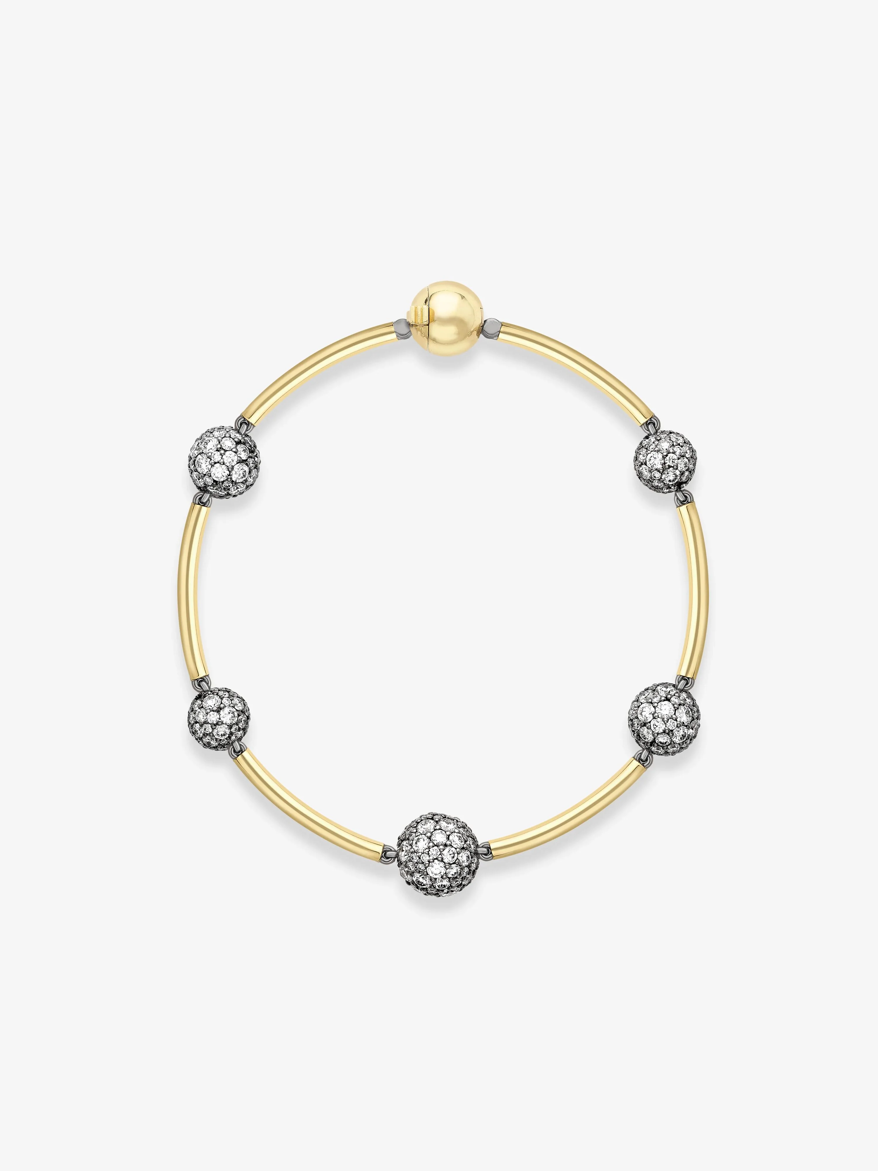 Orbit Yellow Gold & Pavé Diamond Sphere Bracelet