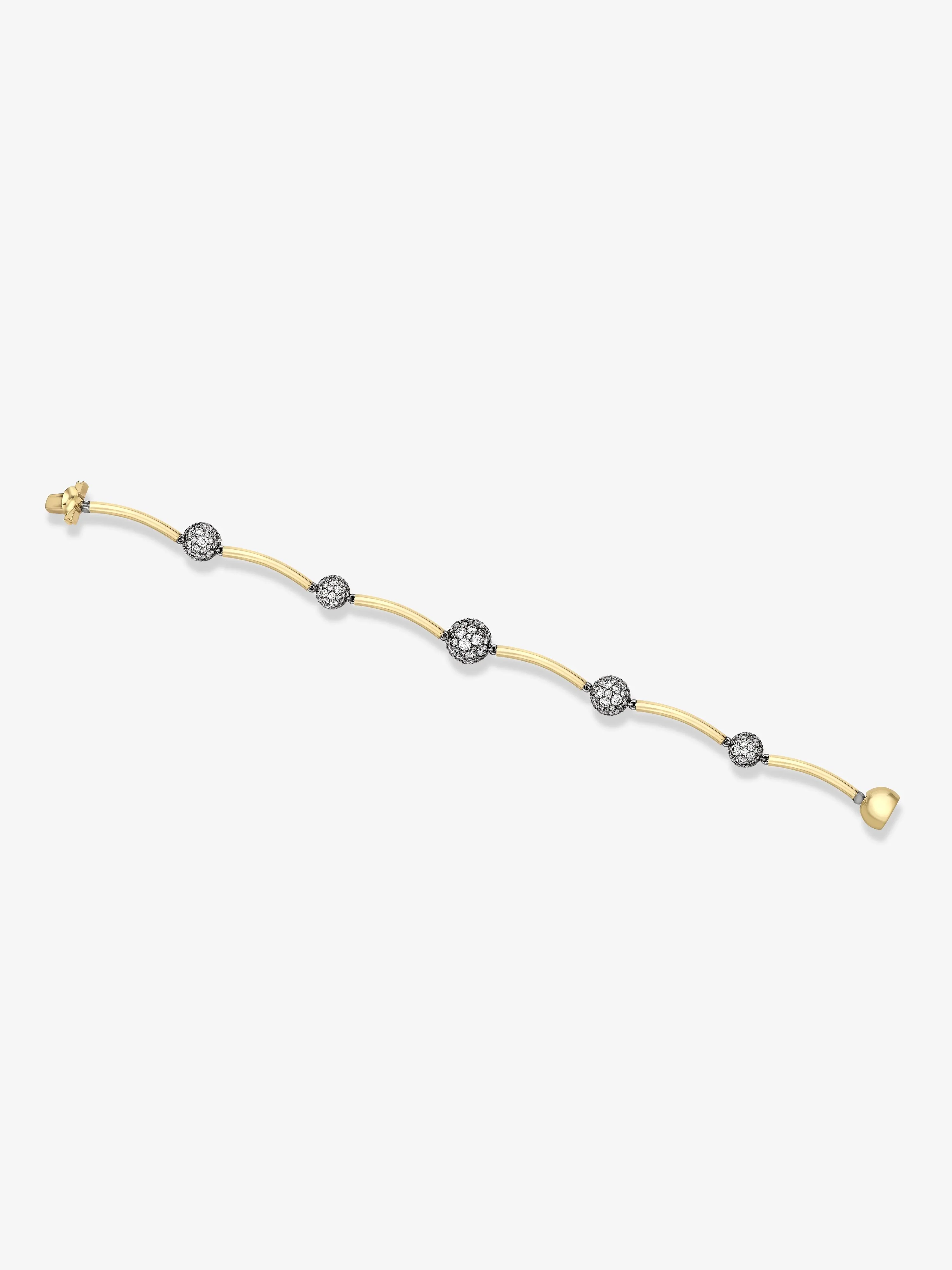 Orbit Yellow Gold & Pavé Diamond Sphere Bracelet - Image 2