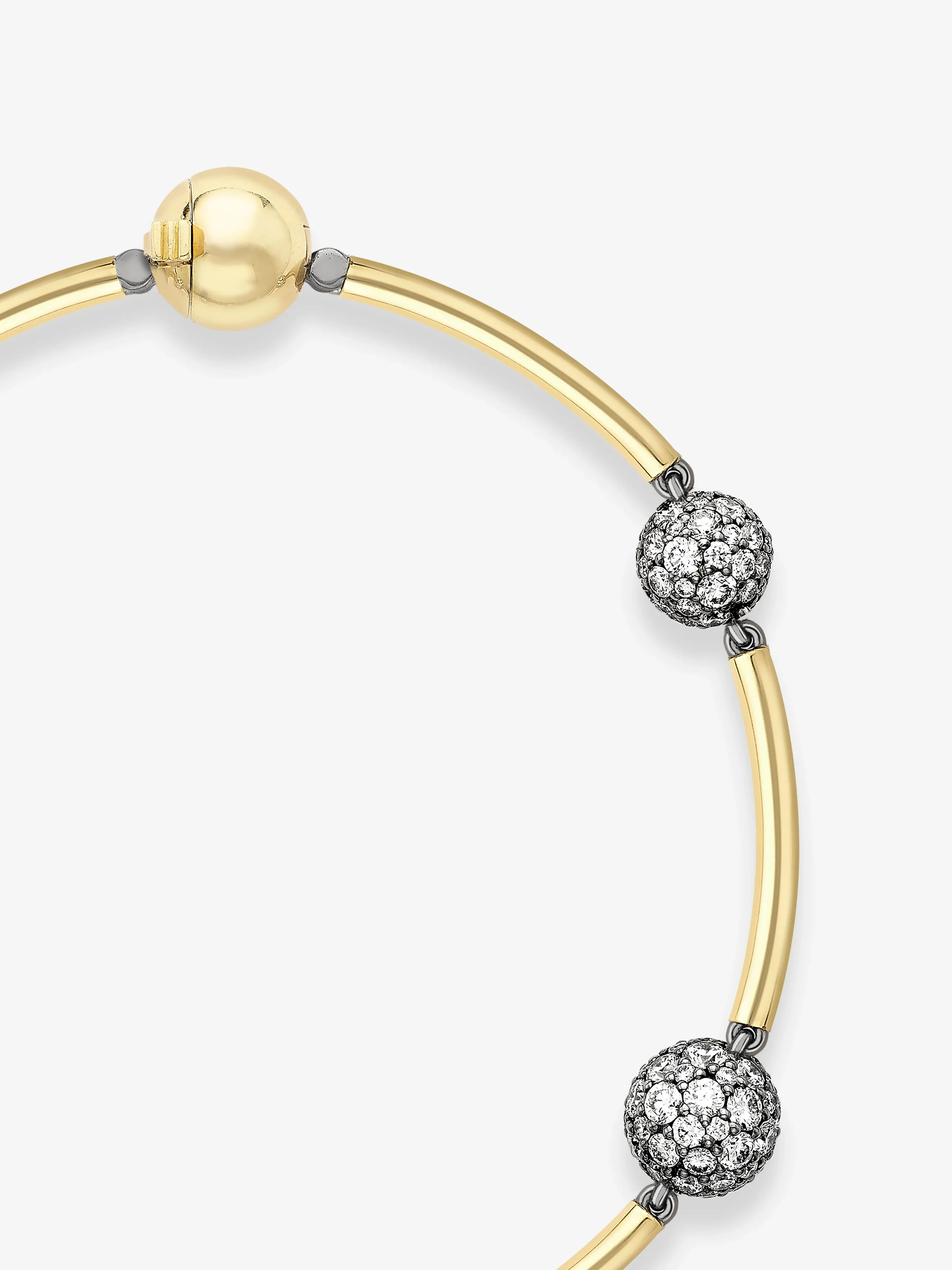 Orbit Yellow Gold & Pavé Diamond Sphere Bracelet - Image 4