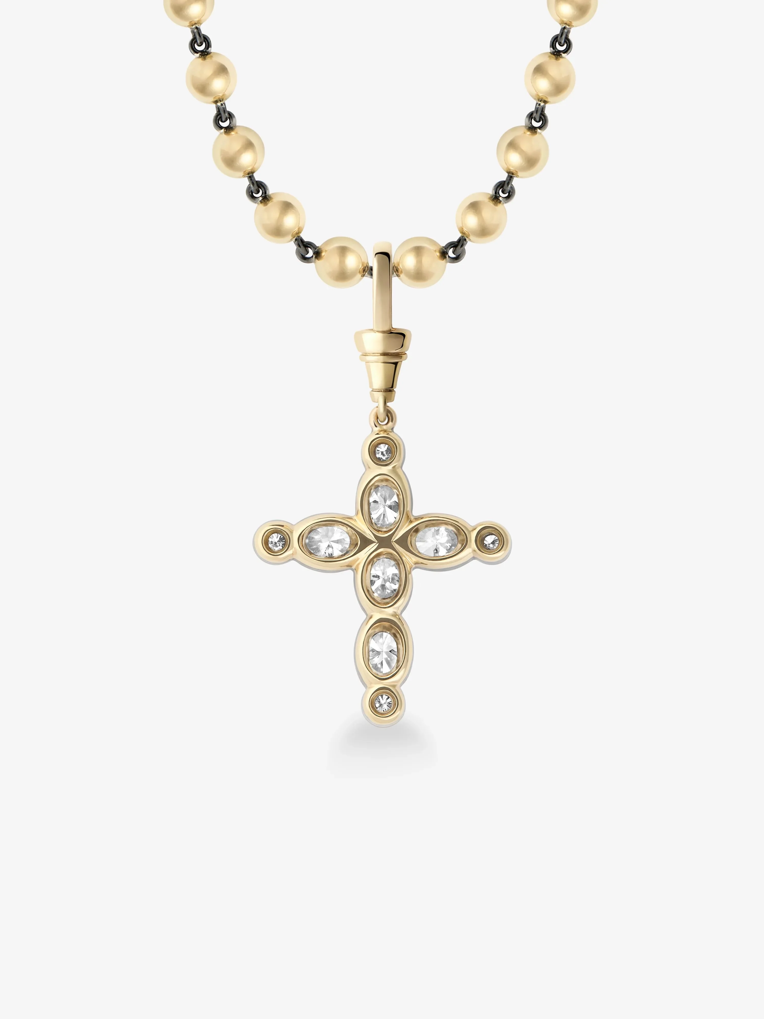 Oval Diamond Cross Pendant - Image 4