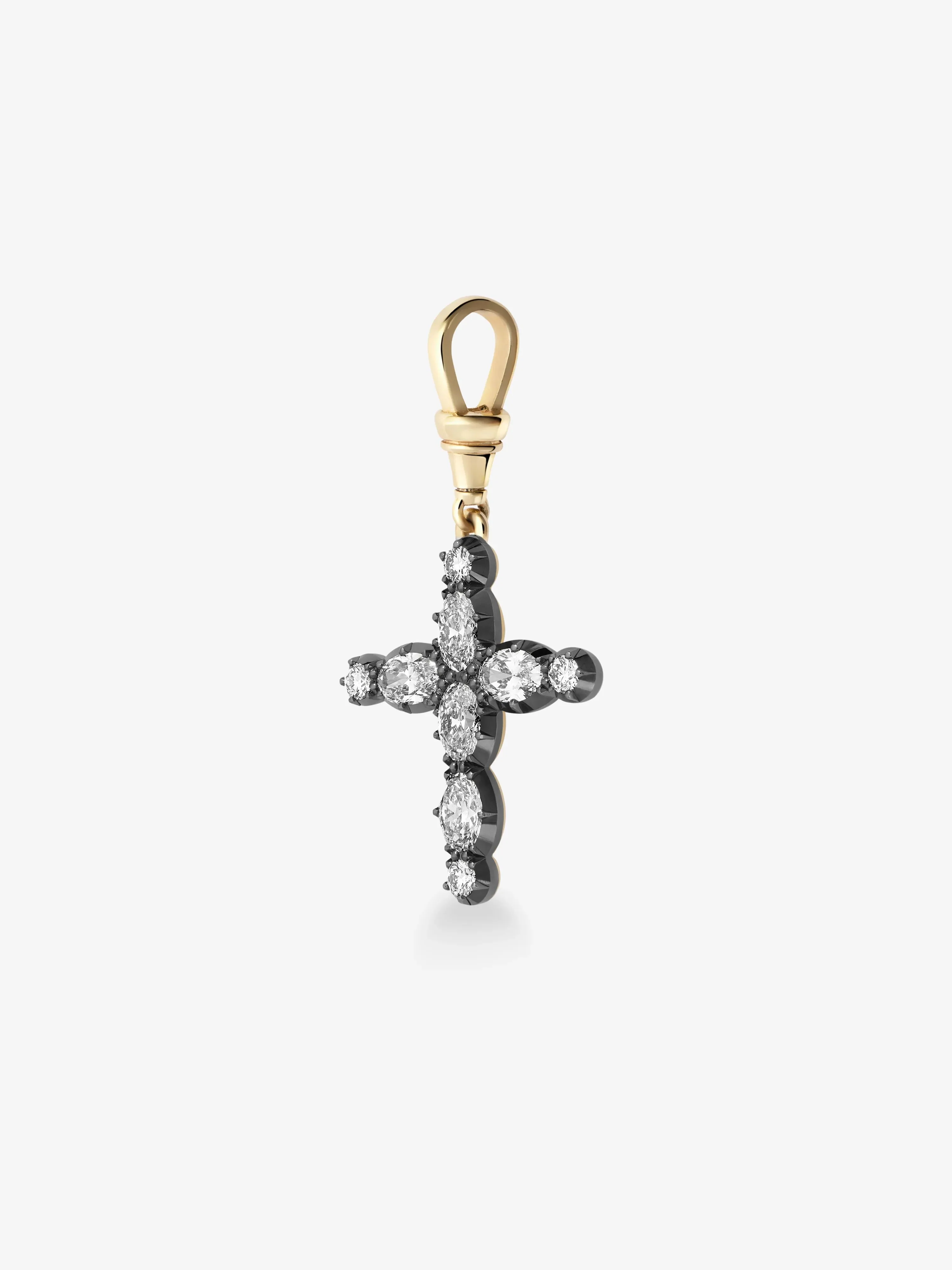 Oval Diamond Cross Pendant - Image 5