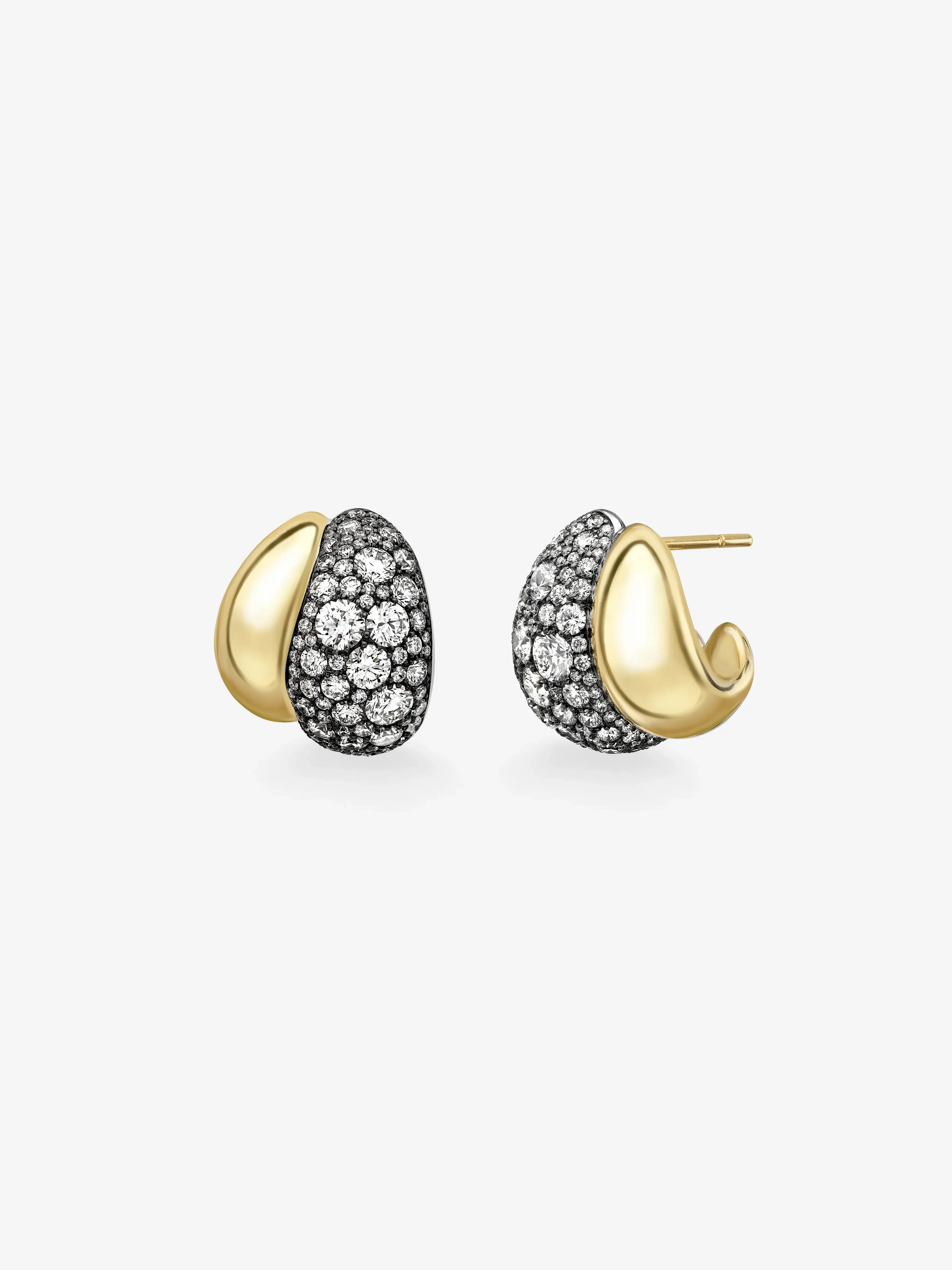 Rush Hour Diamond & Yellow Gold Double Take Earrings - Image 2