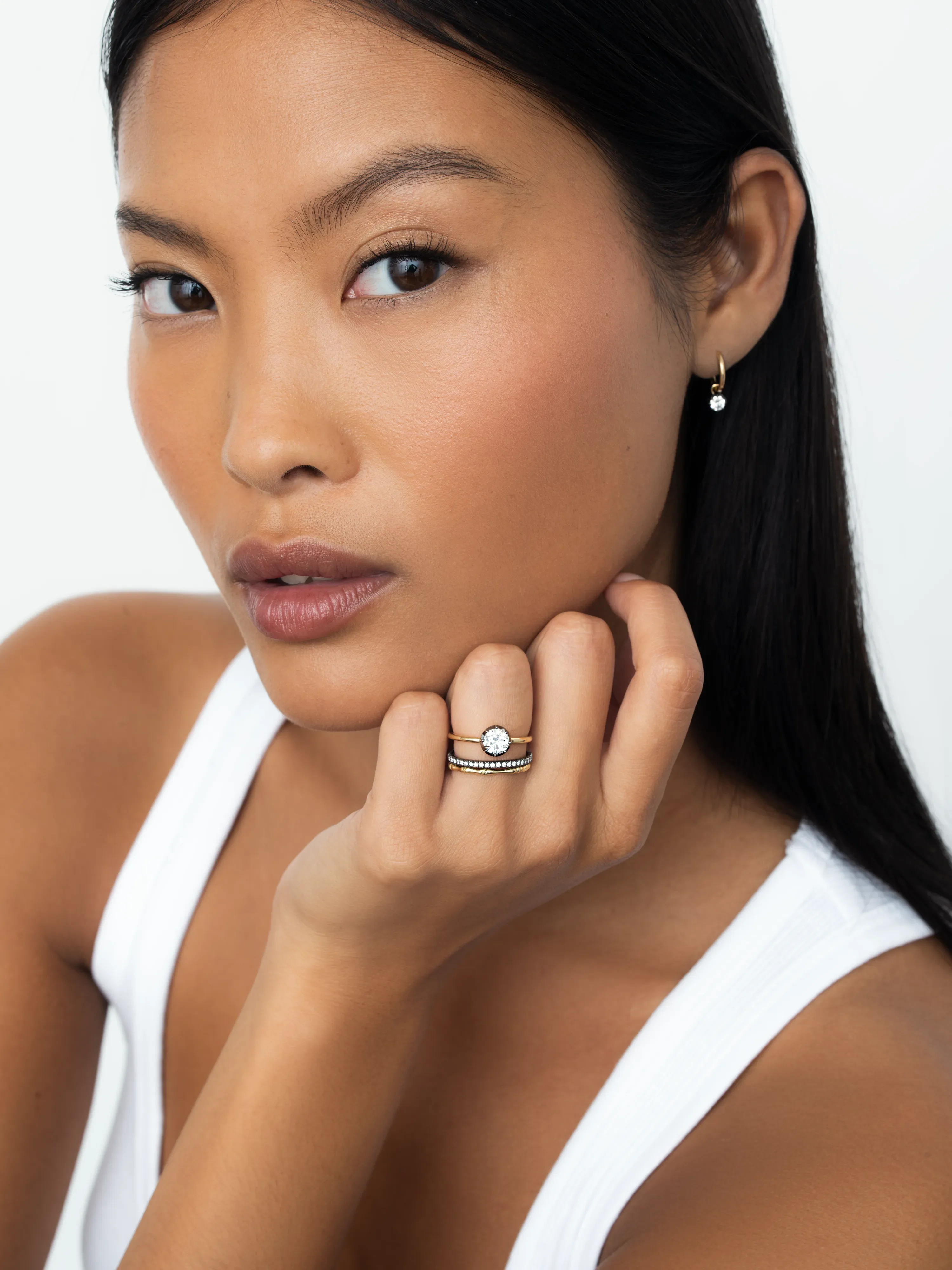 0.90ct Diamond & Blackened Gold Button Back Ring - Image 3