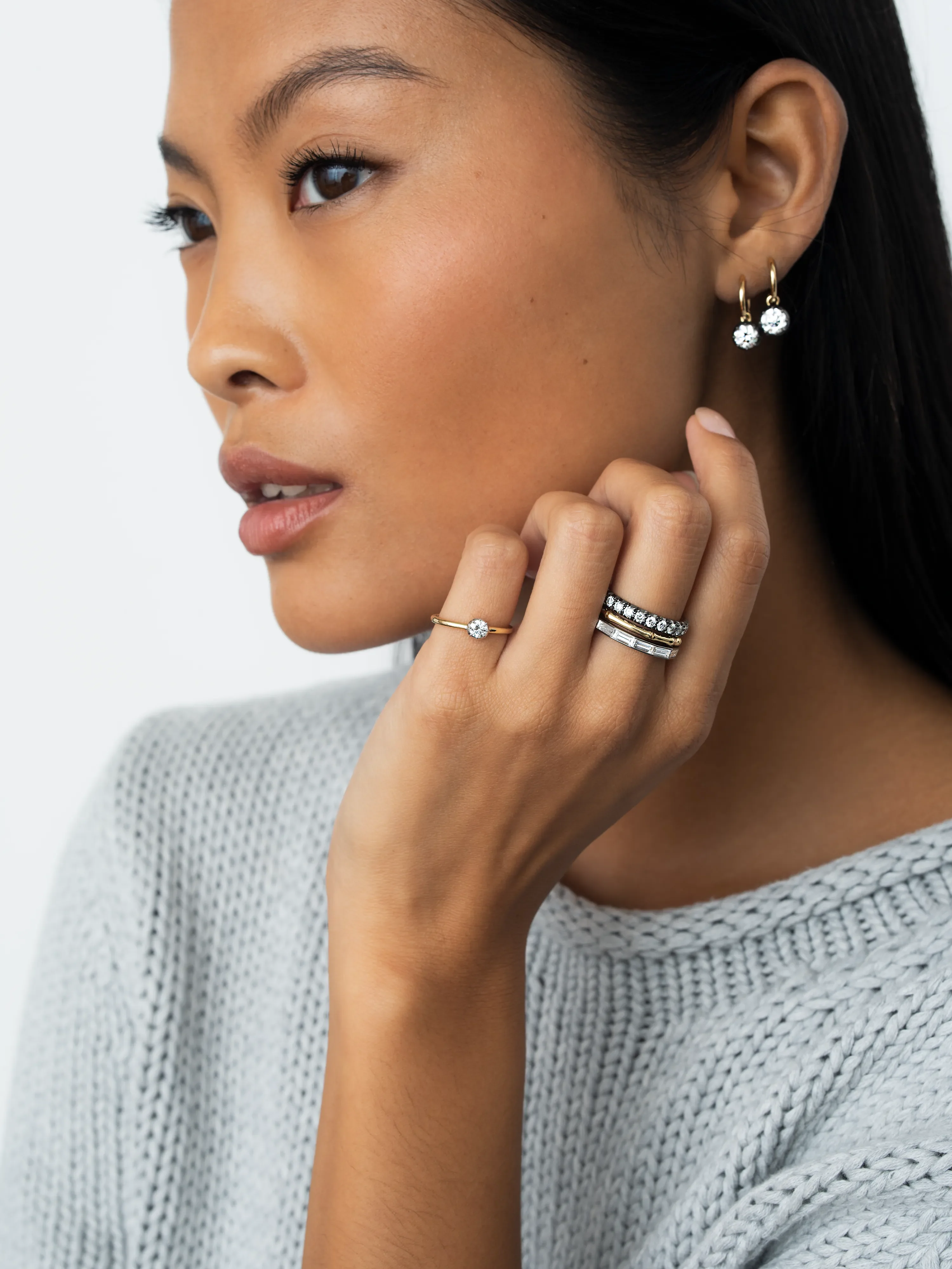 0.25ct Diamond & White Gold Button Back Ring - Image 3
